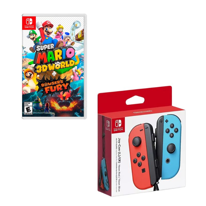 NINTENDO SWITCH - Control Nintendo Switch Joy-con Neon Con Juego Mario 3D World Browser