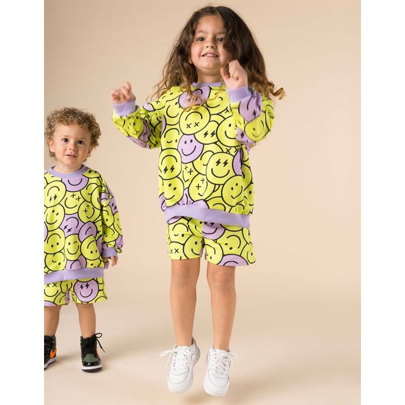 DOSOJOS - Conjunto buzo y short en 100% algodón peruano - caras verdes