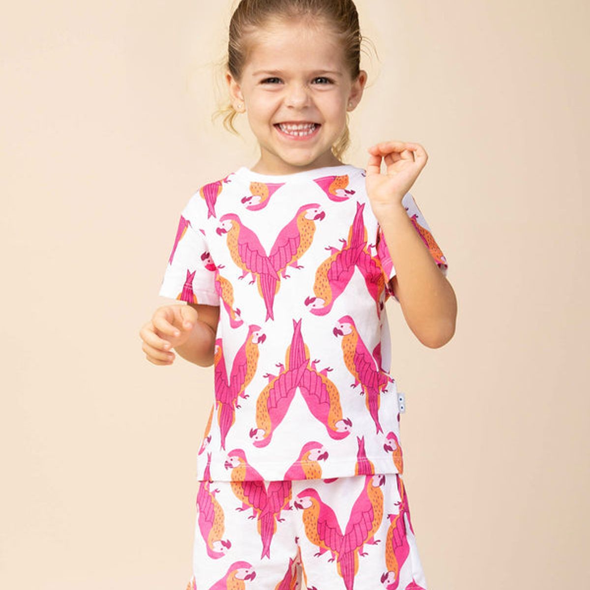 DOSOJOS - Conjunto para niñas y niños de camiseta y short estampado loros