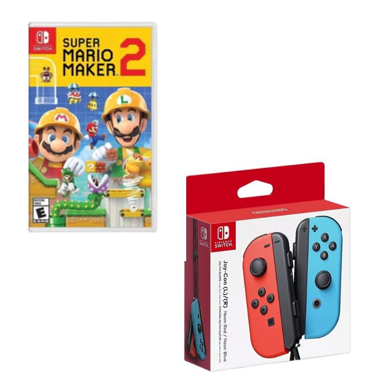 NINTENDO SWITCH - Control Nintendo Switch Joy-con Neon Con Juego Mario Maker 2