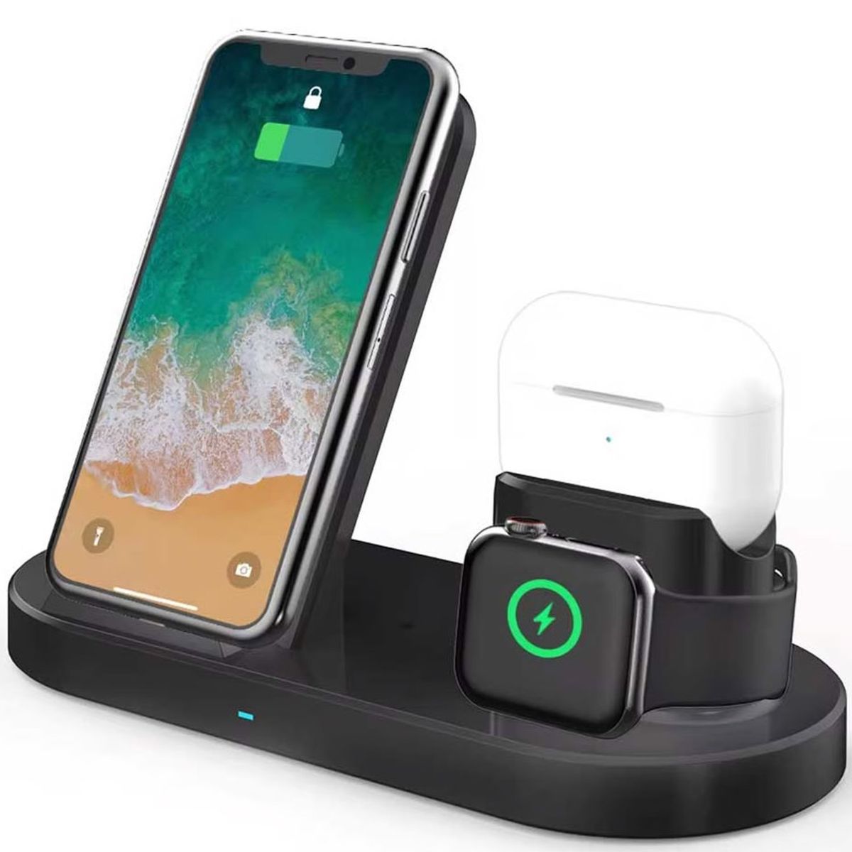 ONE PIXEL - Cargador Base Inalambrica 3 En 1 Ahorrador Tiempo Celular Reloj