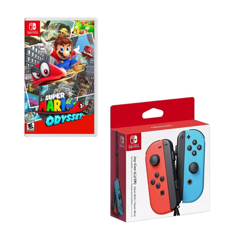 NINTENDO - Control Nintendo Switch Joy-con Neon Con Juego Super Mario Odyssey