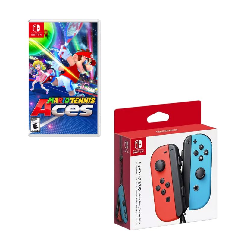 NINTENDO SWITCH - Control Nintendo Switch Joy-con Neon Con Juego Mario Tennis Aces