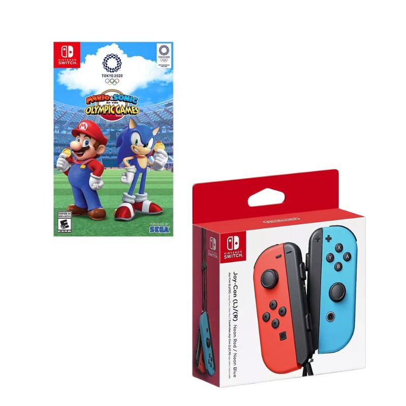 NINTENDO SWITCH - Control Nintendo Switch Joy-con Neon Con Juego Mario Olimpicos
