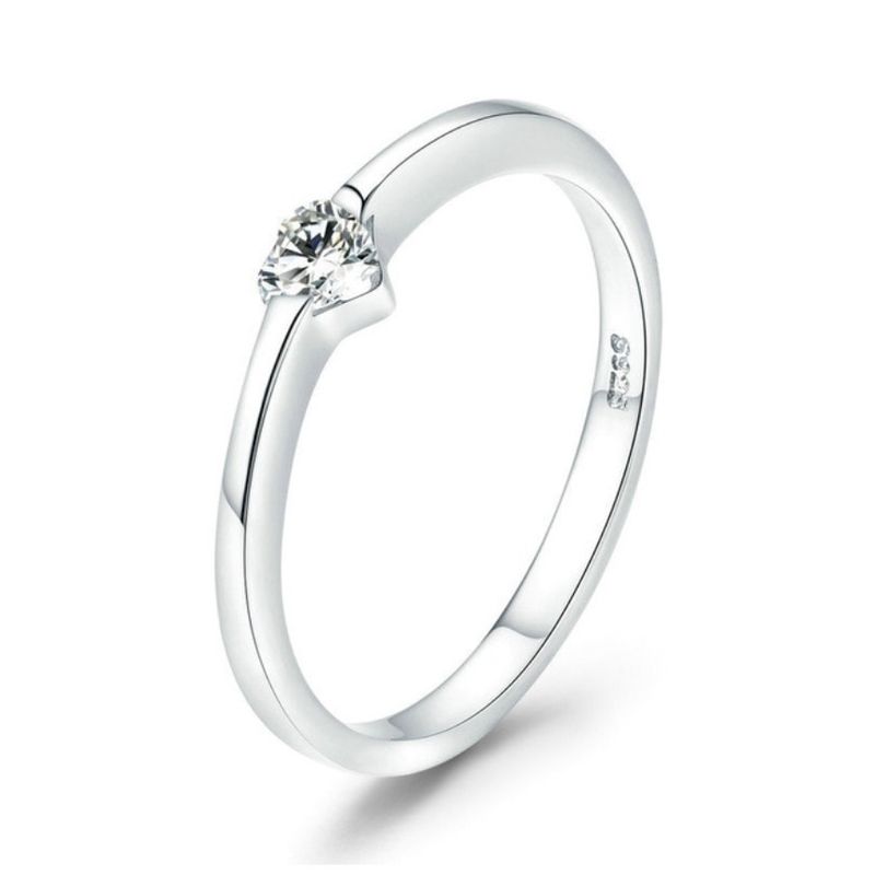 ALHAJAS - Anillo Compromiso Boda Para Mujer Corazón Circón En Plata 925