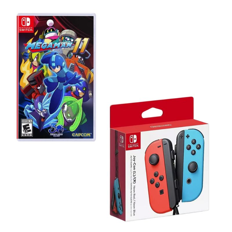 NINTENDO SWITCH - Control Nintendo Switch Joy-con Neon Con Juego Megaman 11