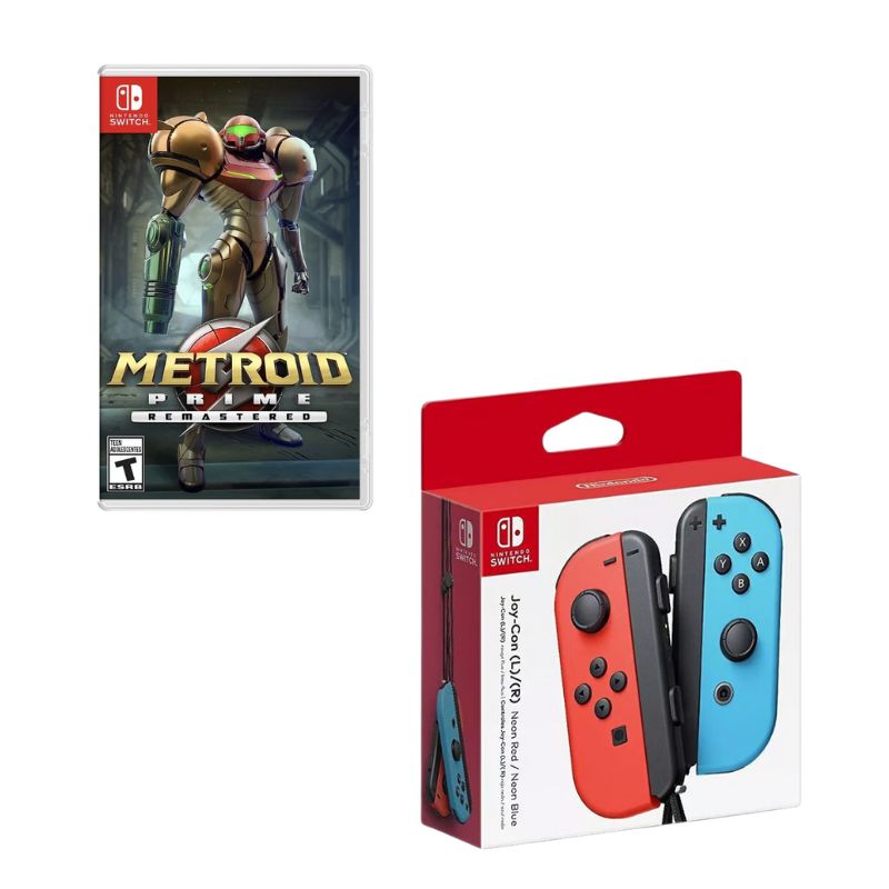 NINTENDO SWITCH - Control Nintendo Switch Joy-con Neon Con Juego Metroid Prime