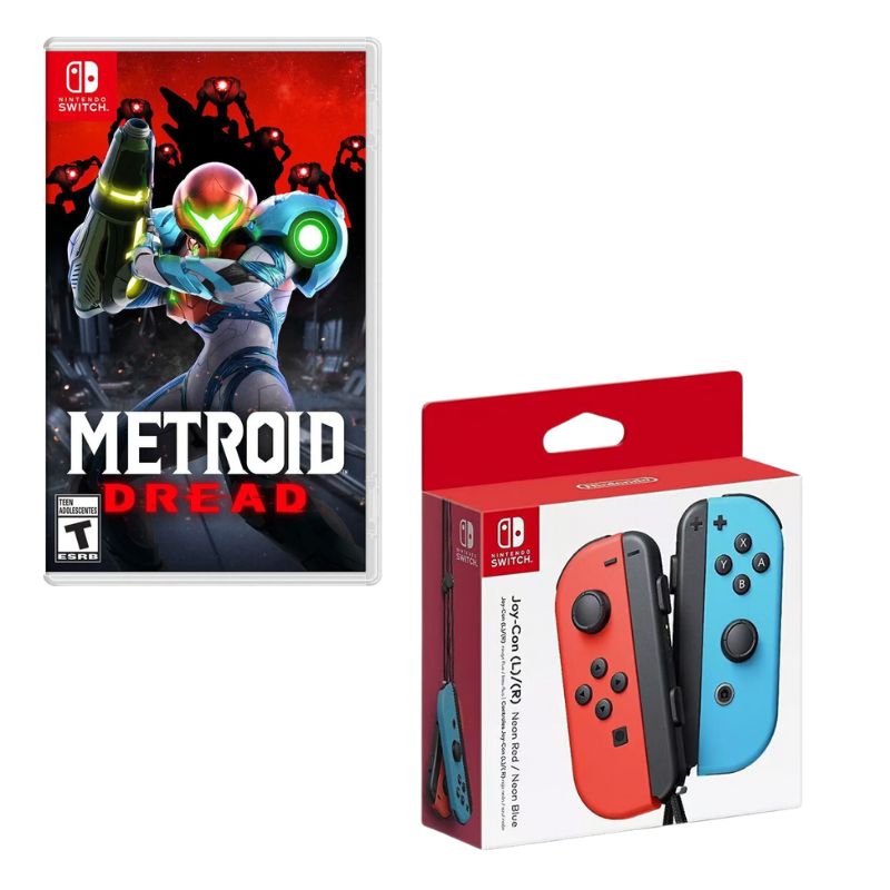 NINTENDO SWITCH - Control Nintendo Switch Joy-con Neon Con Juego Metroid Dread