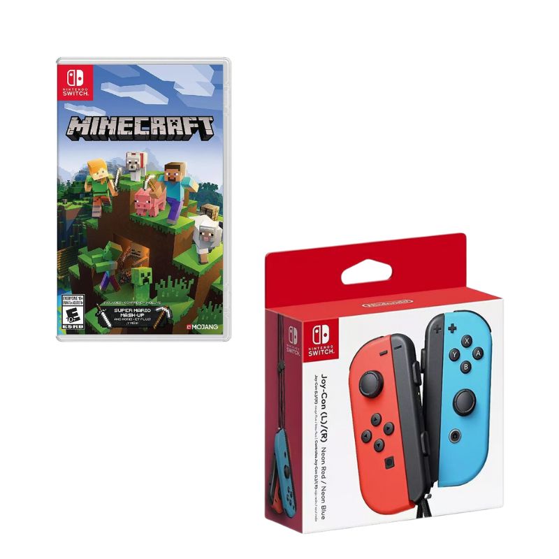 NINTENDO SWITCH - Control Nintendo Switch Joy-con Neon Con Juego Minecraft
