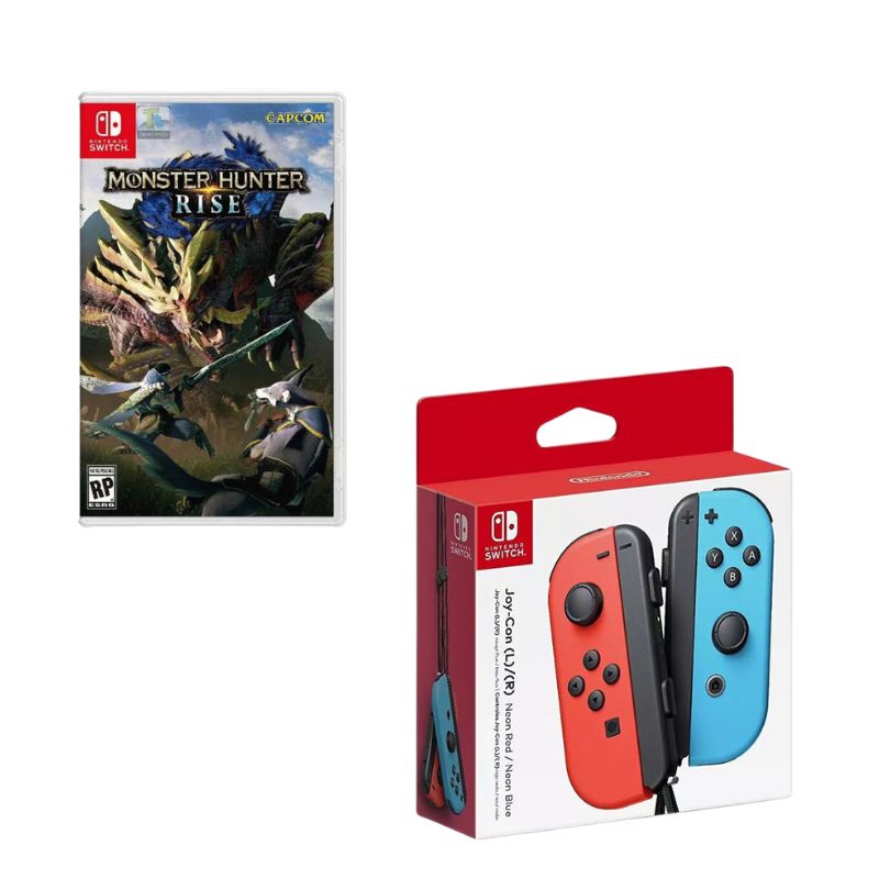 NINTENDO SWITCH - Control Nintendo Switch Joy-con Neon Con Juego Monster hunter rise