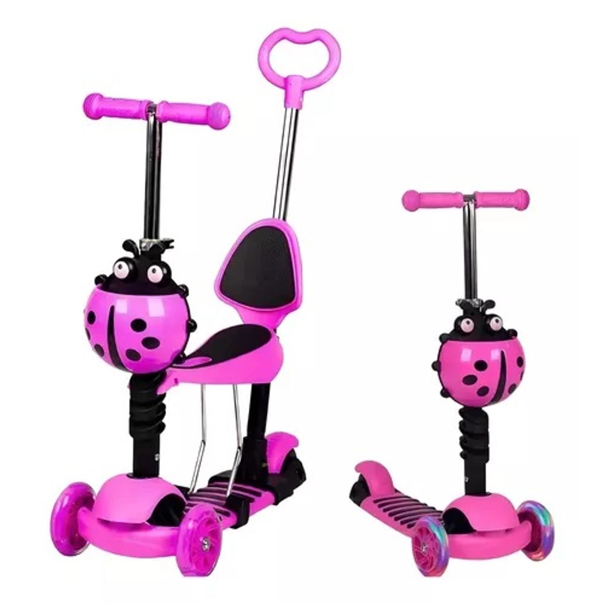 GENERICO - Monopatín Scooter 5 En 1 Con Luz Led Color Rosa Chicle