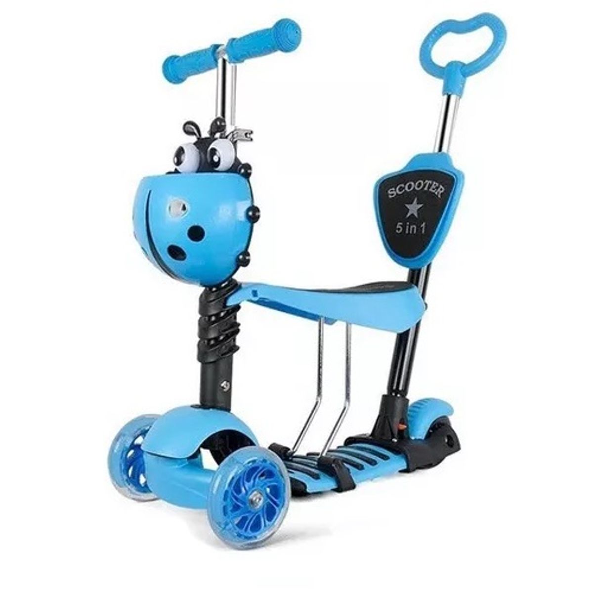 GENERICO - Monopatín Scooter 5 En 1 Luz Led Musical Color Azul