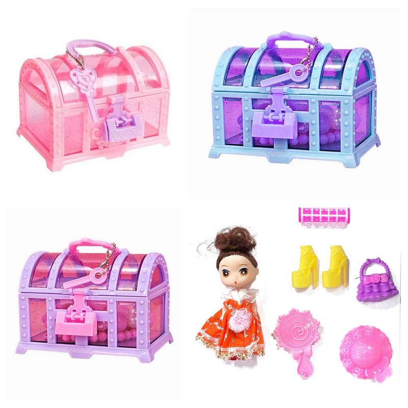 GENERICO - Muñeca Accesorios Cofre Sorpresa Juguete Niñas X 3 Unidades