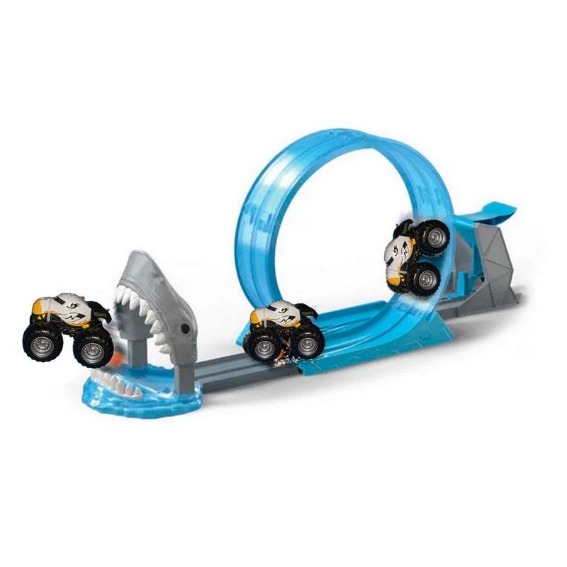 GENERICO - Pista De Carros Catapulta Tiburon Devorador Monster Juguete