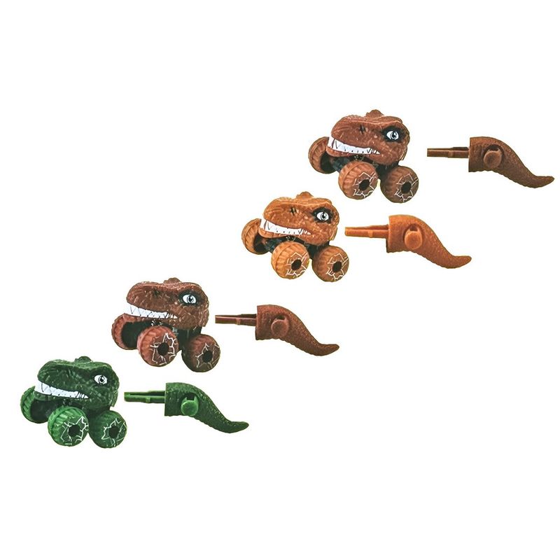 GENERICO - Carro Mini Monster Dinosaurio Rex Catapulta Carreras X 4 Uni