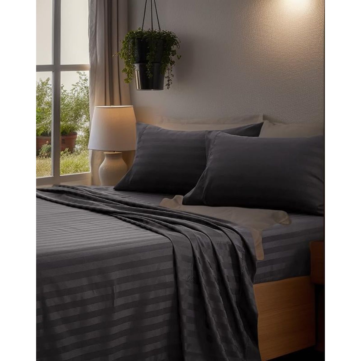 GENERICO - Juego de Sábanas para Cama Doble Confort y Suavidad Color Negro