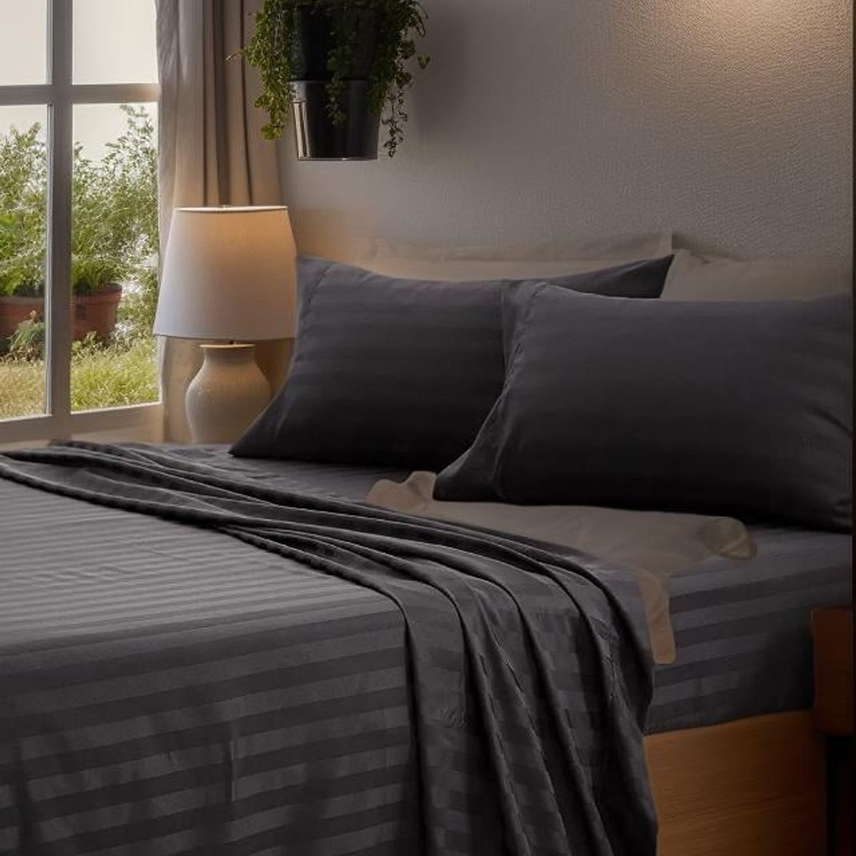 GENERICO - Juego de Sábanas para Cama Semidoble Confort y Suavidad Color Negro