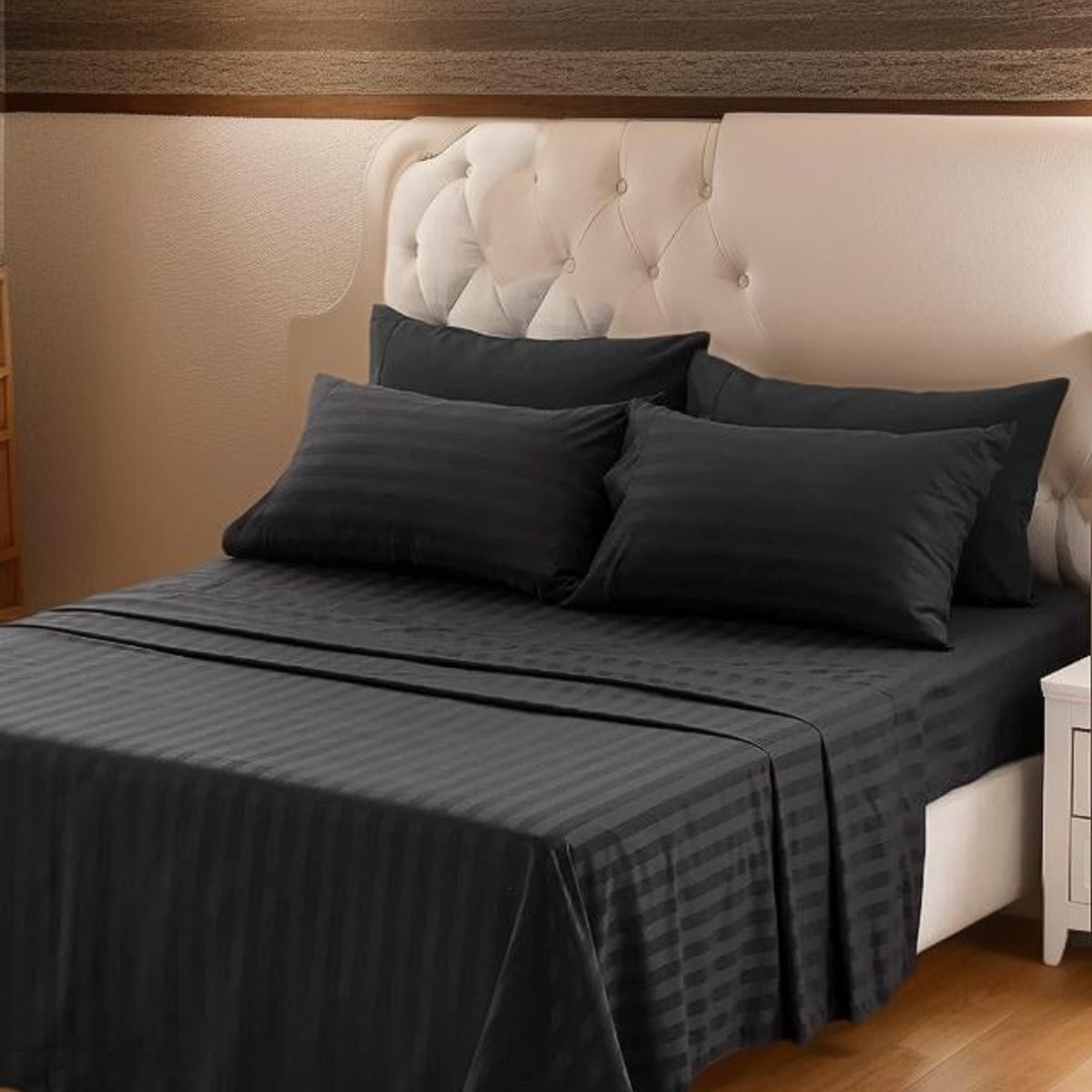 GENERICO - Juego de Sábanas para Cama Semidoble Confort y Suavidad Color Negro