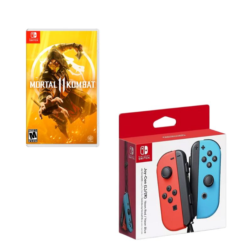 NINTENDO SWITCH - Control Nintendo Switch Joy-con Neon Con Juego Mortal Kombat 11