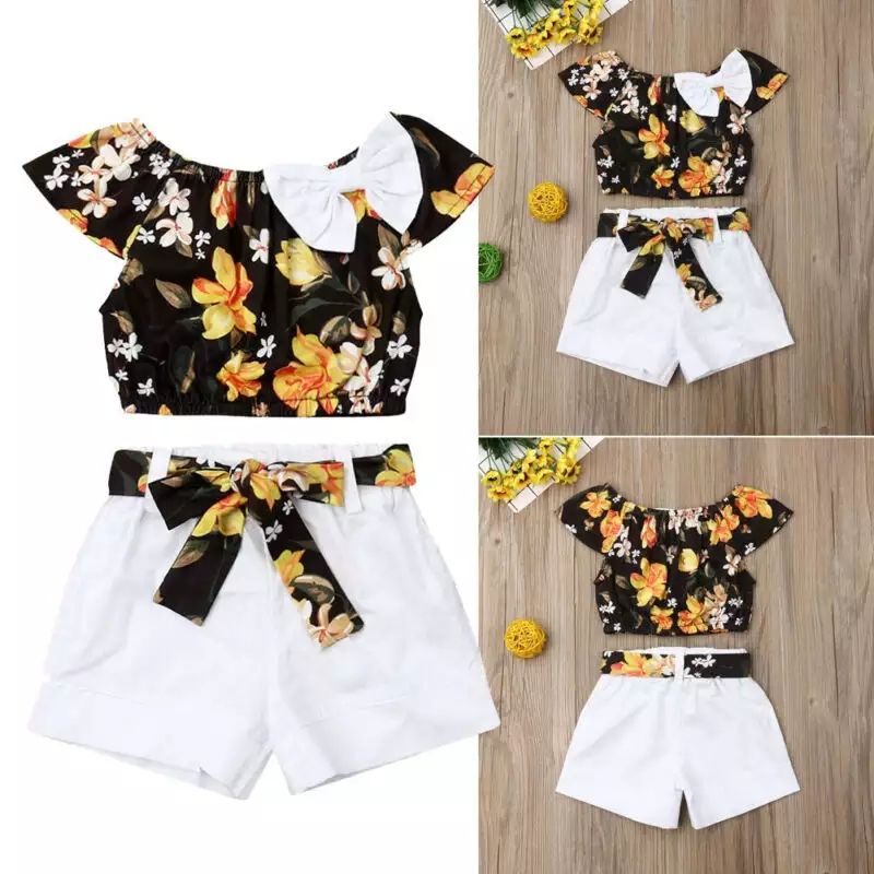 LUSOLSI - Conjuntos de vestir Prendas Ropa Blusa y pantalon corto para niñas