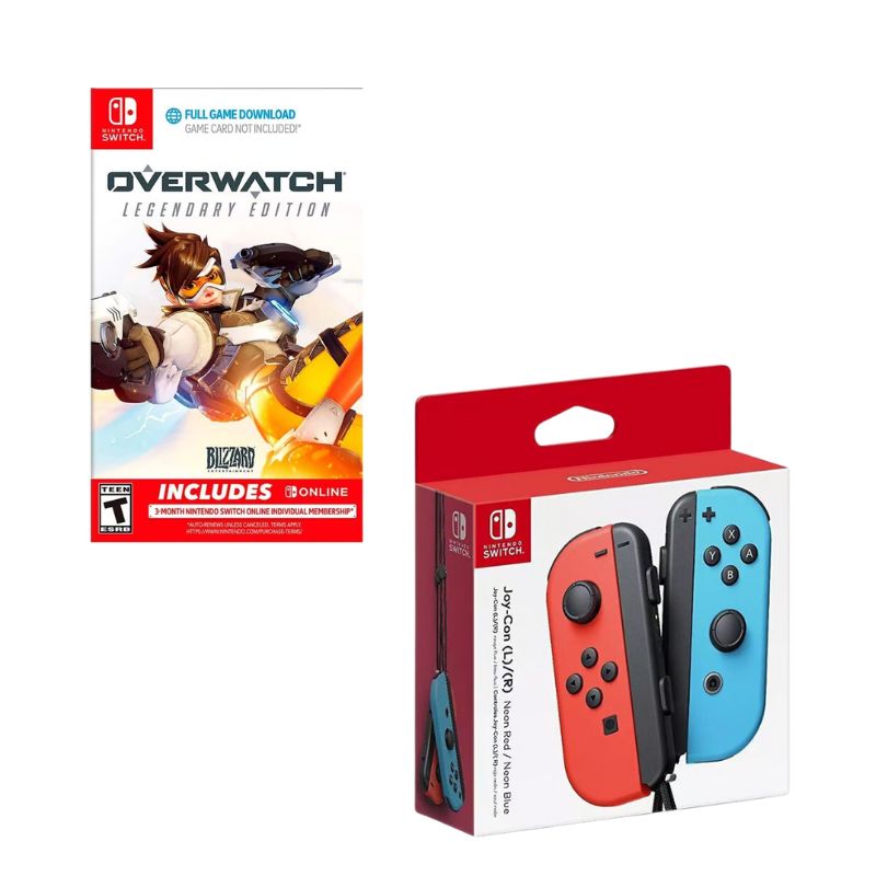 NINTENDO SWITCH - Control Nintendo Switch Joy-con Neon Con Juego Overwatch