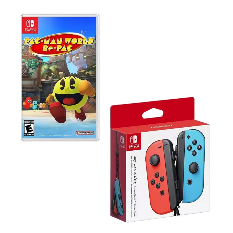 NINTENDO SWITCH - Control Nintendo Switch Joy-con Neon Con Juego Pacman