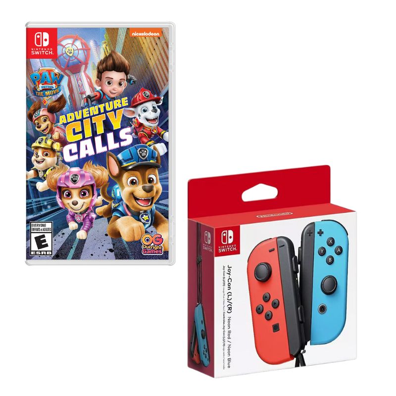 NINTENDO SWITCH - Control Nintendo Switch Joy-con Neon Con Juego PAW Patrol