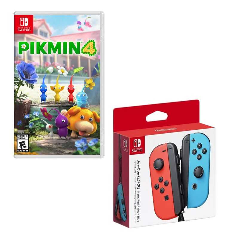 NINTENDO SWITCH - Control Nintendo Switch Joy-con Neon Con Juego Pikmin 4