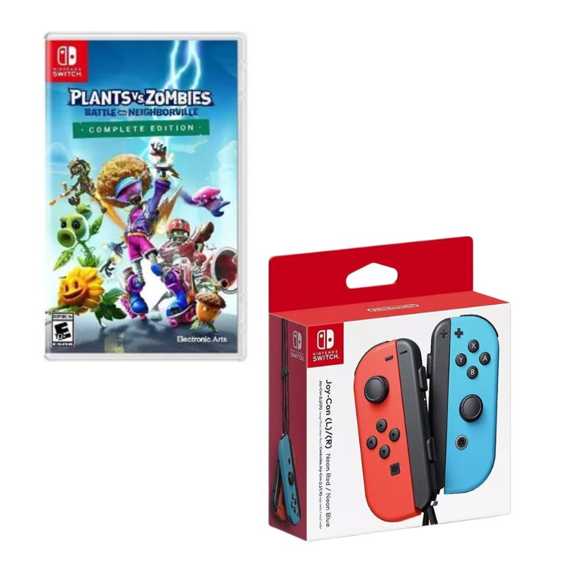 NINTENDO - Control Nintendo Switch Joy-con Neon Con Juego Plants Vs Zombies
