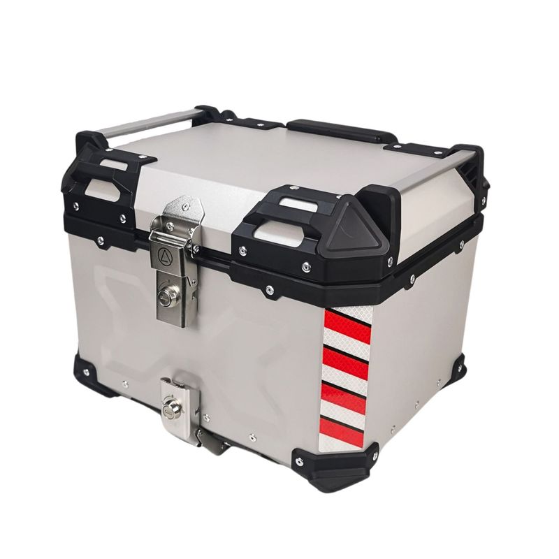 GENERAL - BAÚL ALUMINIO METALWOLF 45 LT CON ESPALDAR Y BASE PLATEADO