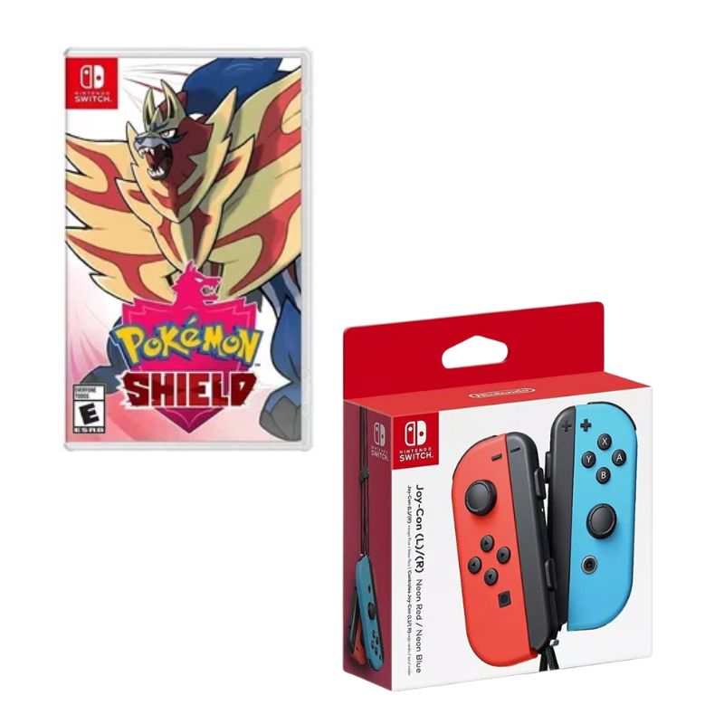NINTENDO SWITCH - Control Nintendo Switch Joy-con Neon Con Juego Pokemon Escudo