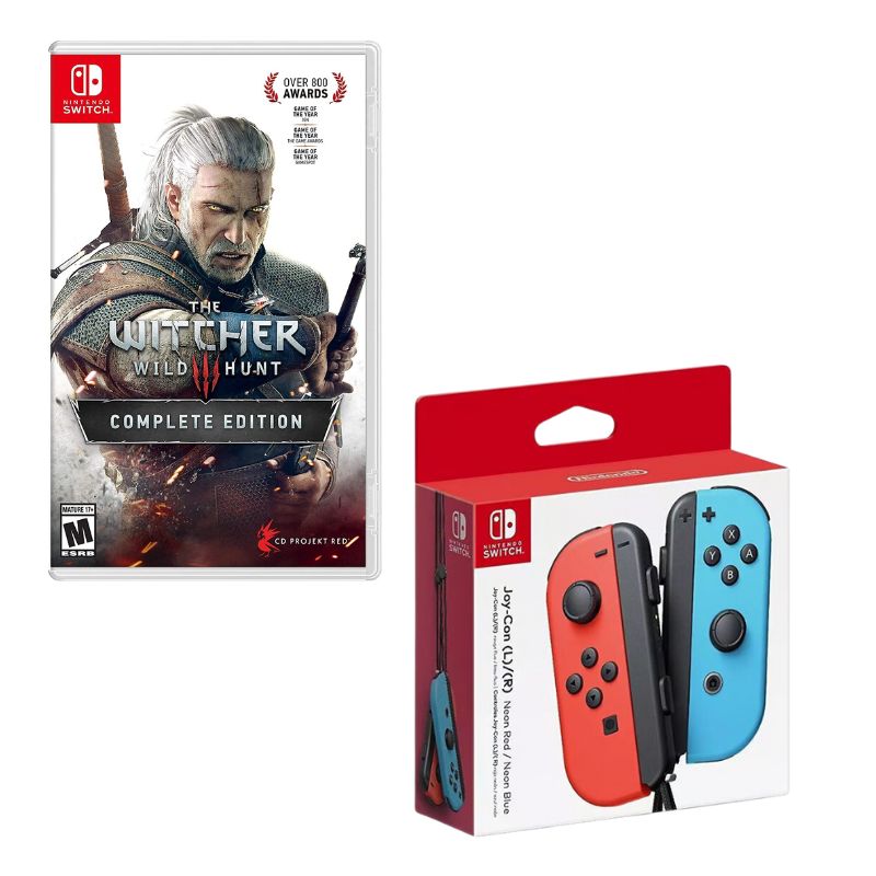 NINTENDO SWITCH - Control Nintendo Switch Joy-con Neon Con Juego The Witcher Wild Hunt