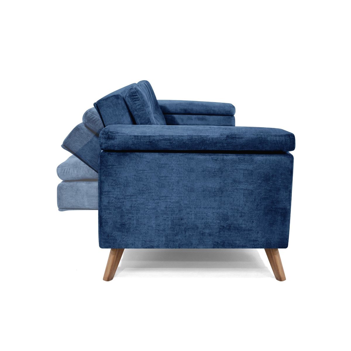 VENECIA - Sofa Cama Reclinable Moretto 230x86x82 3 Posiciones Tela Azul