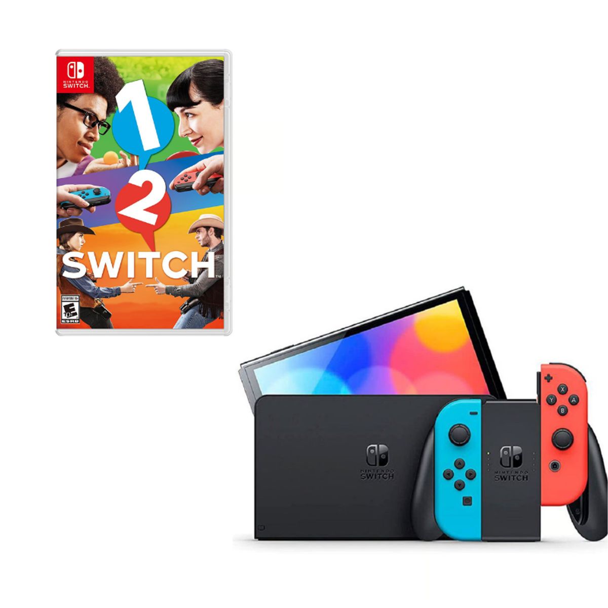 NINTENDO - Nintendo Switch Oled Neon Con Juego 1 y 2