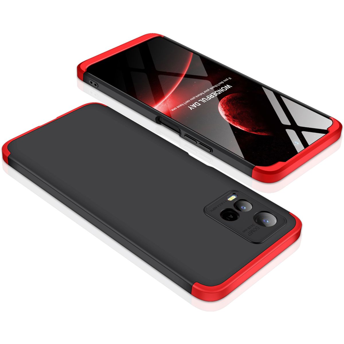 GENERICO - Funda Carcasa Estuche Para Vivo Y33S  Y21s  Y21 Negro con Rojo