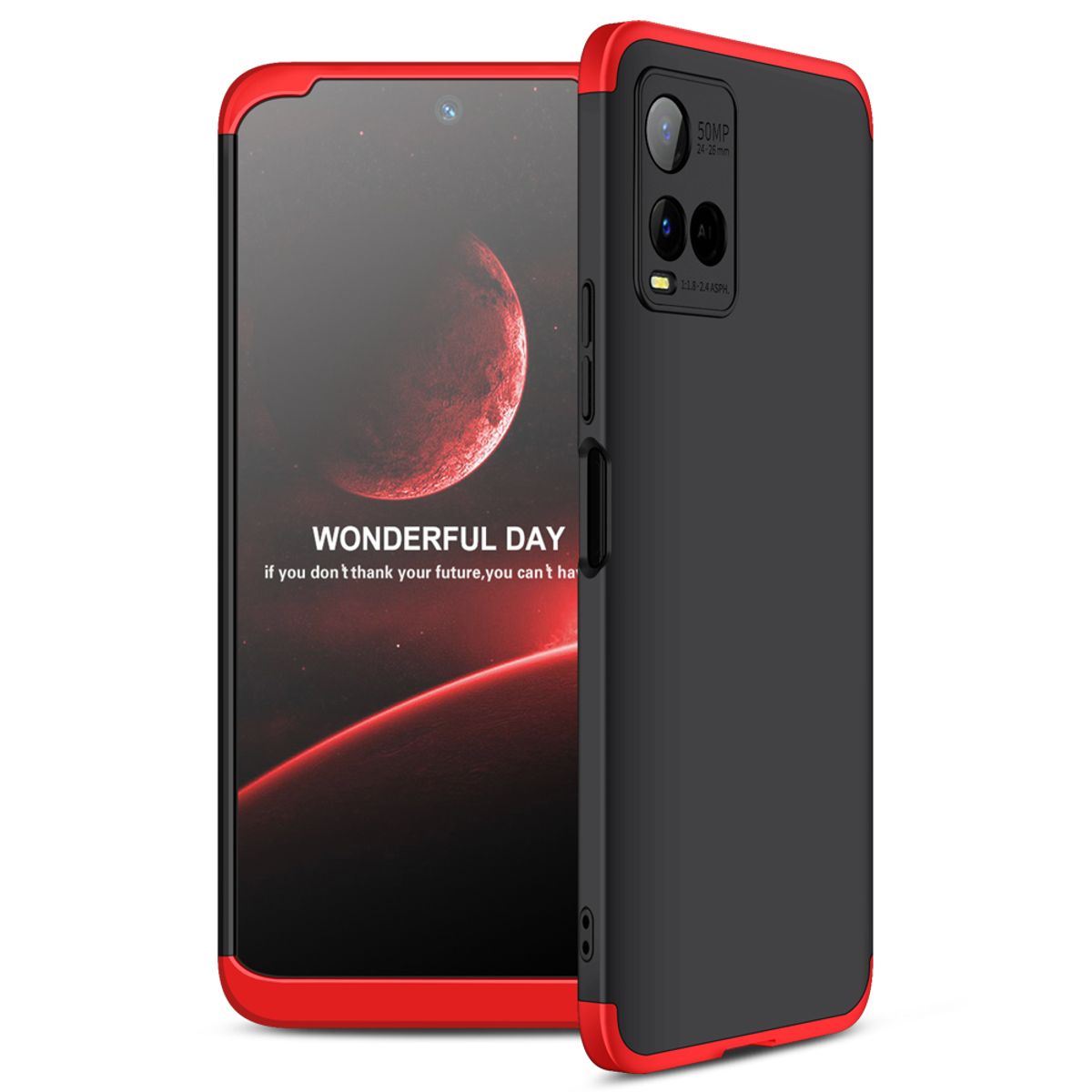 GENERICO - Funda Carcasa Estuche Para Vivo Y33S  Y21s  Y21 Negro con Rojo