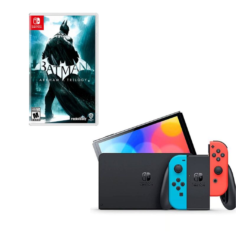 NINTENDO SWITCH - Nintendo Switch Oled Neon Con Juego Batman Arkham Trilogy
