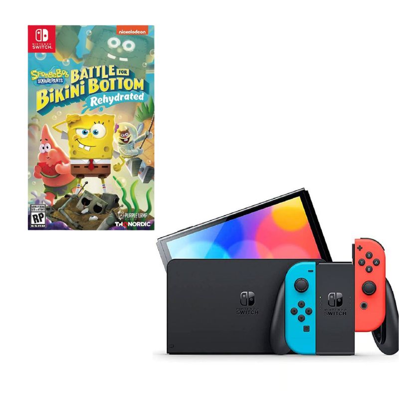 NINTENDO - Nintendo Switch Oled Neon Con Juego Bob Esponja