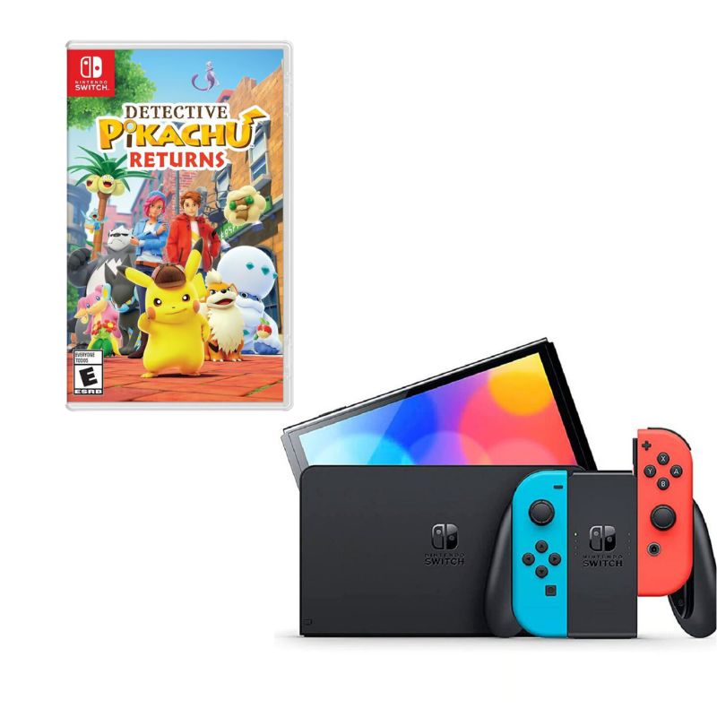 NINTENDO SWITCH - Nintendo Switch Oled Neon Con Juego Detective Picachu