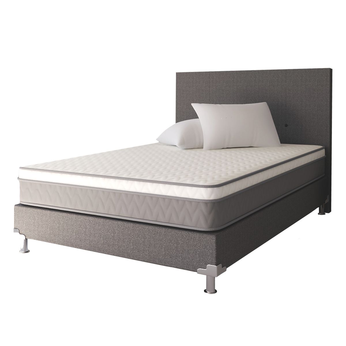 KAIU HOME - Combo Grey Semidoble  Base+Colchon+Cabecero+Almohad 120x190