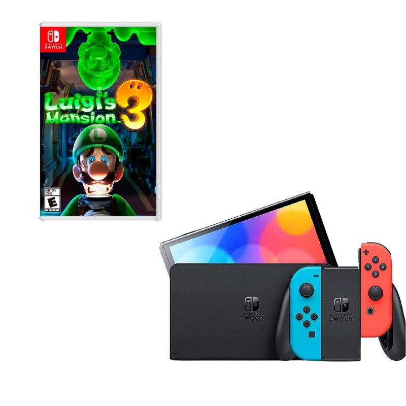 NINTENDO SWITCH - Nintendo Switch Oled Neon Con Juego Luigi Mansion 3
