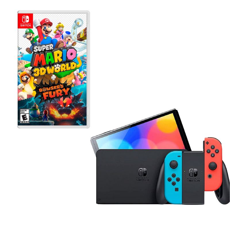 NINTENDO SWITCH - Nintendo Switch Oled Neon Con Juego Mario Fury