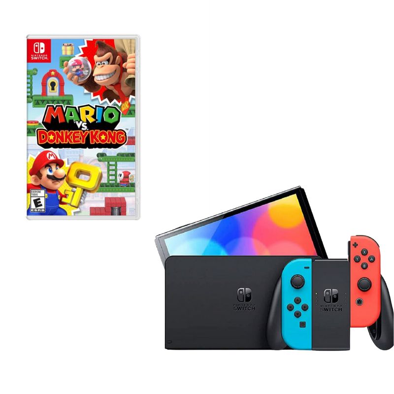 NINTENDO SWITCH - Nintendo Switch Oled Neon Con Juego Mario Vs Donkey Kong