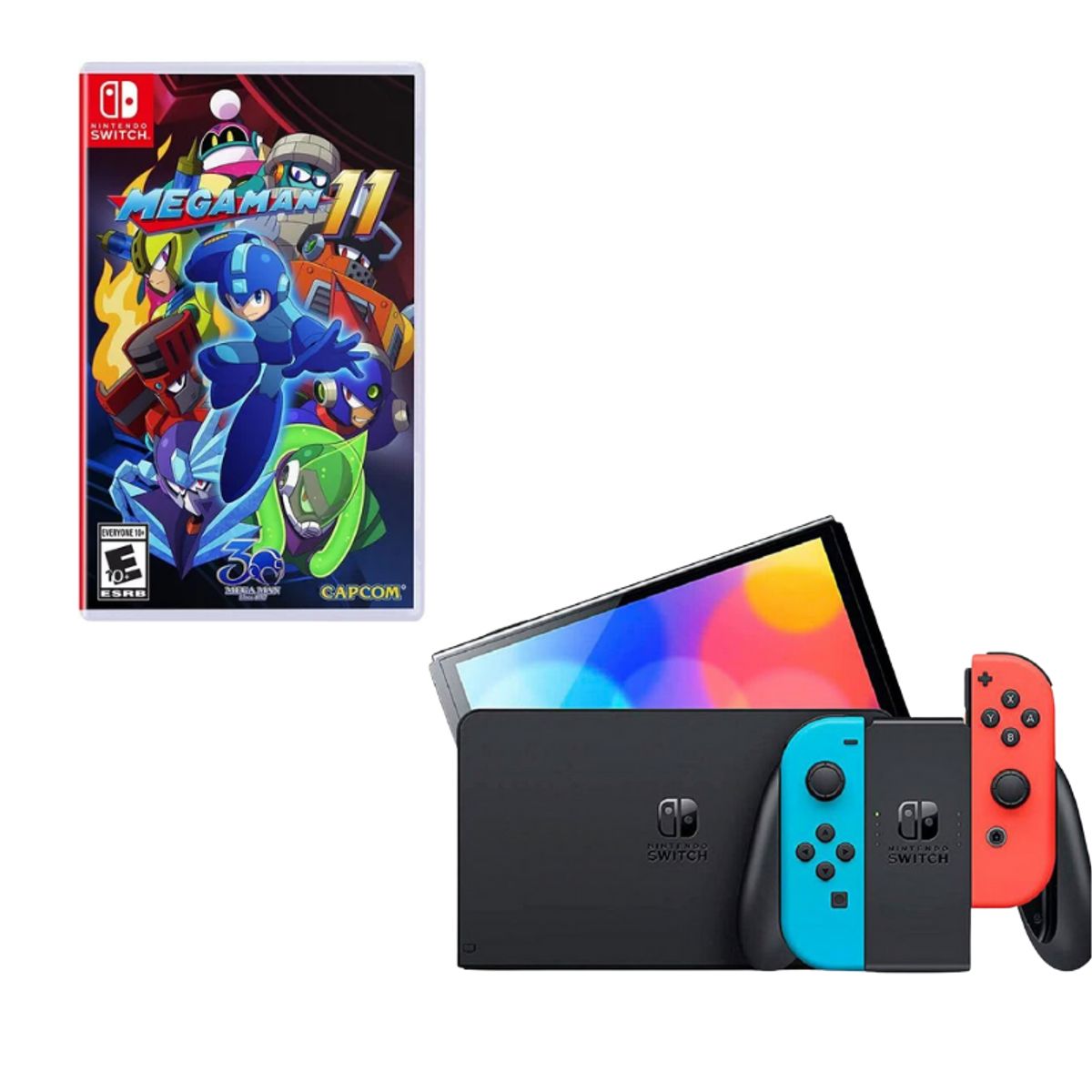 NINTENDO - Nintendo Switch Oled Neon Con Juego Megaman
