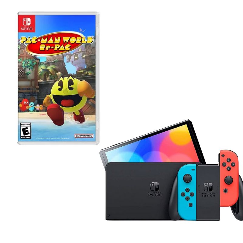 NINTENDO SWITCH - Nintendo Switch Oled Neon Con Juego Pacman