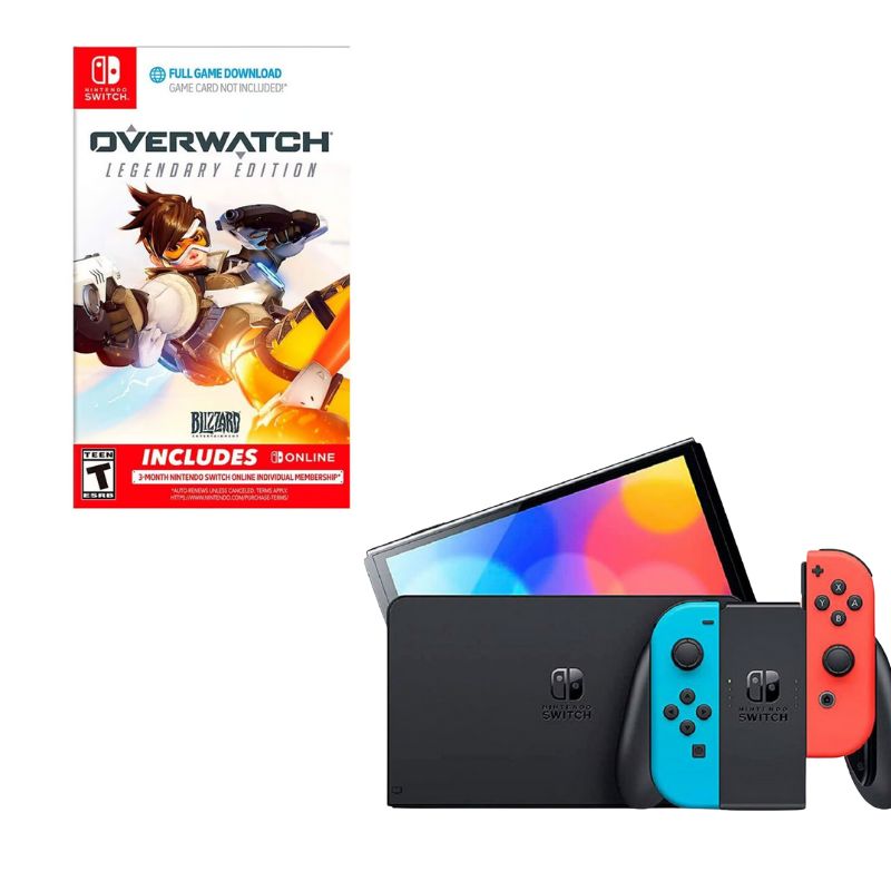 NINTENDO SWITCH - Nintendo Switch Oled Neon Con Juego Overwatch