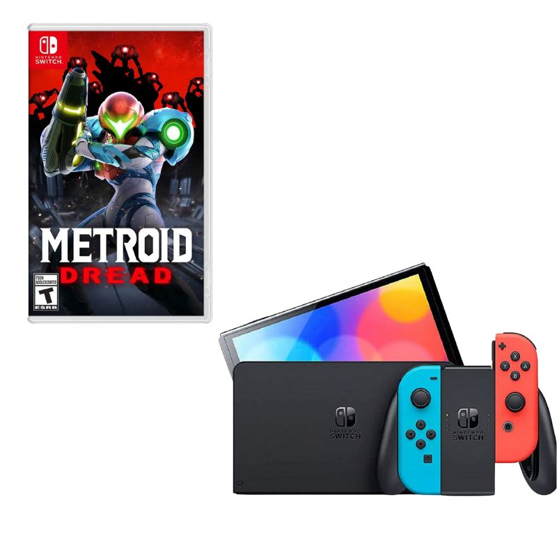 NINTENDO SWITCH - Nintendo Switch Oled Neon Con Juego Metroid Dread