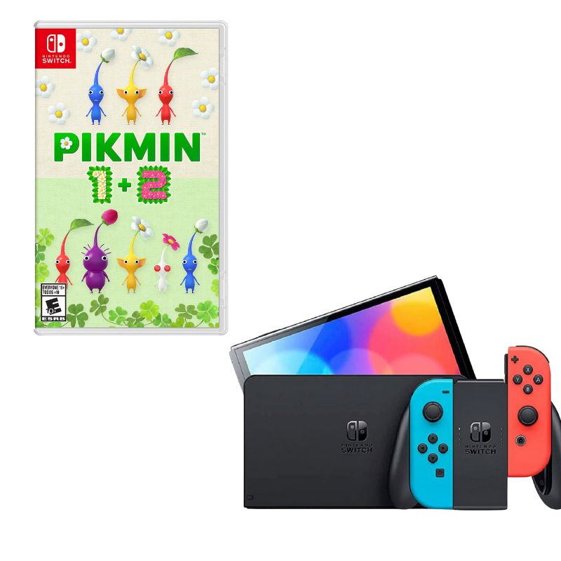 NINTENDO SWITCH - Nintendo Switch Oled Neon Con Juego Pikmin 1 y 2