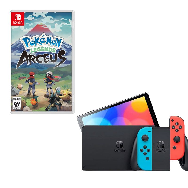 NINTENDO SWITCH - Nintendo Switch Oled Neon Con Juego Pokemon Arceus