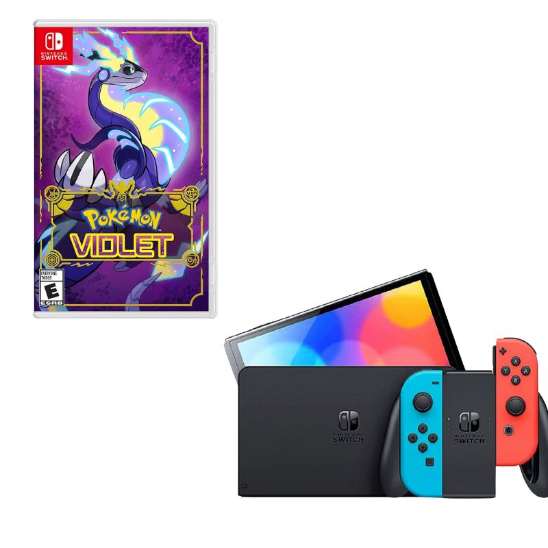 NINTENDO SWITCH - Nintendo Switch Oled Neon Con Juego Pokemon Violeta